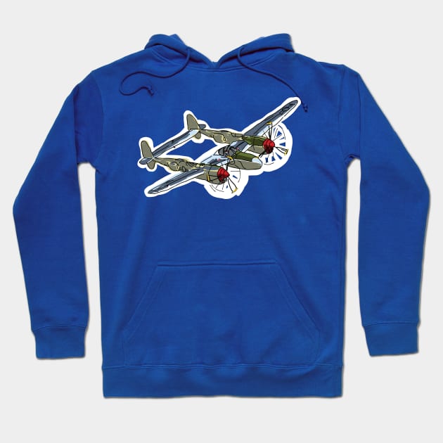 P-38 Lightning painting Hoodie by Dhanew